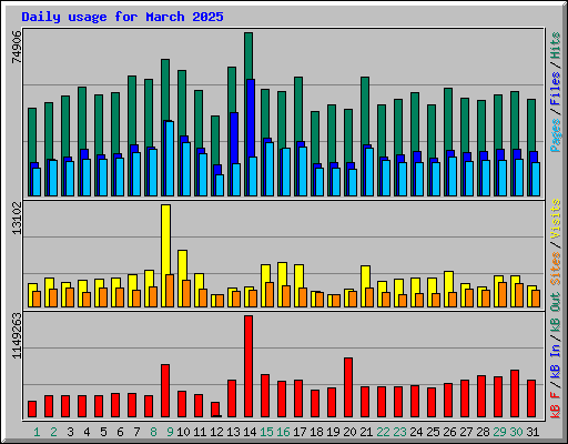 Daily usage for March 2025